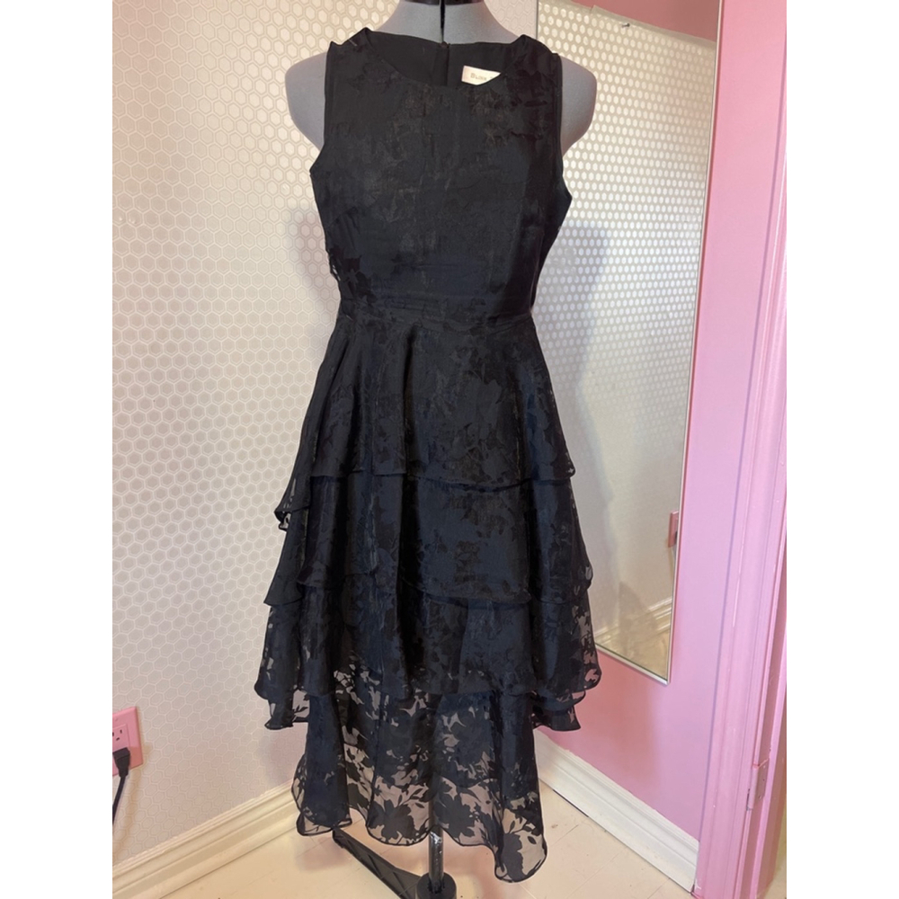 Women's Blink Blank Floral Tiered Dress Black XS
